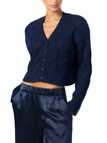 Jolie V Neck Cropped Cable Cardigan